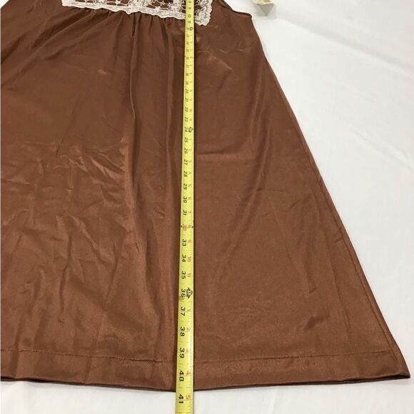 LGWU USA Made Gossard Artemis 70s Lace Night Gown Brown Vintage Size Medium - Picture 6 of 11